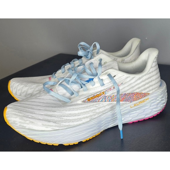 Brooks Shoes - Brooks Launch 10 Womens Running Shoes White Blue Orange 1104501D143 Size 8.5